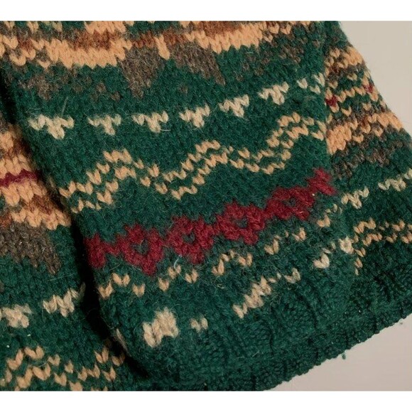 Vintage 90’s Jos. J. Oliver 100% Wool Sweater Sz Large Green Striped READ - Picture 4 of 7